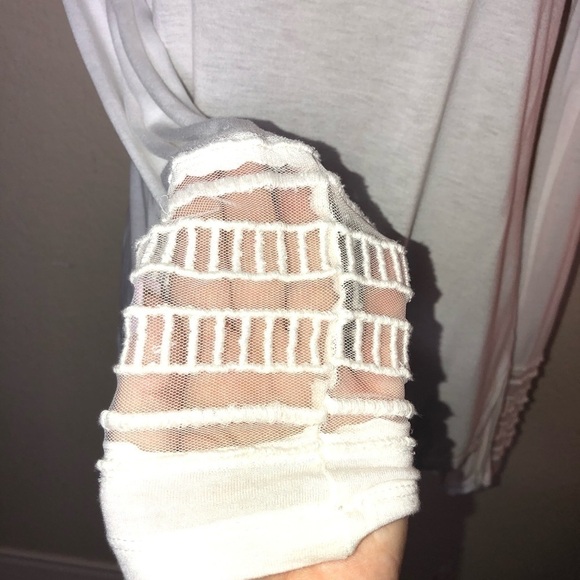 Free People White Mesh Insert Roxie Tee Embroidered Panels Size Small - Picture 5 of 14